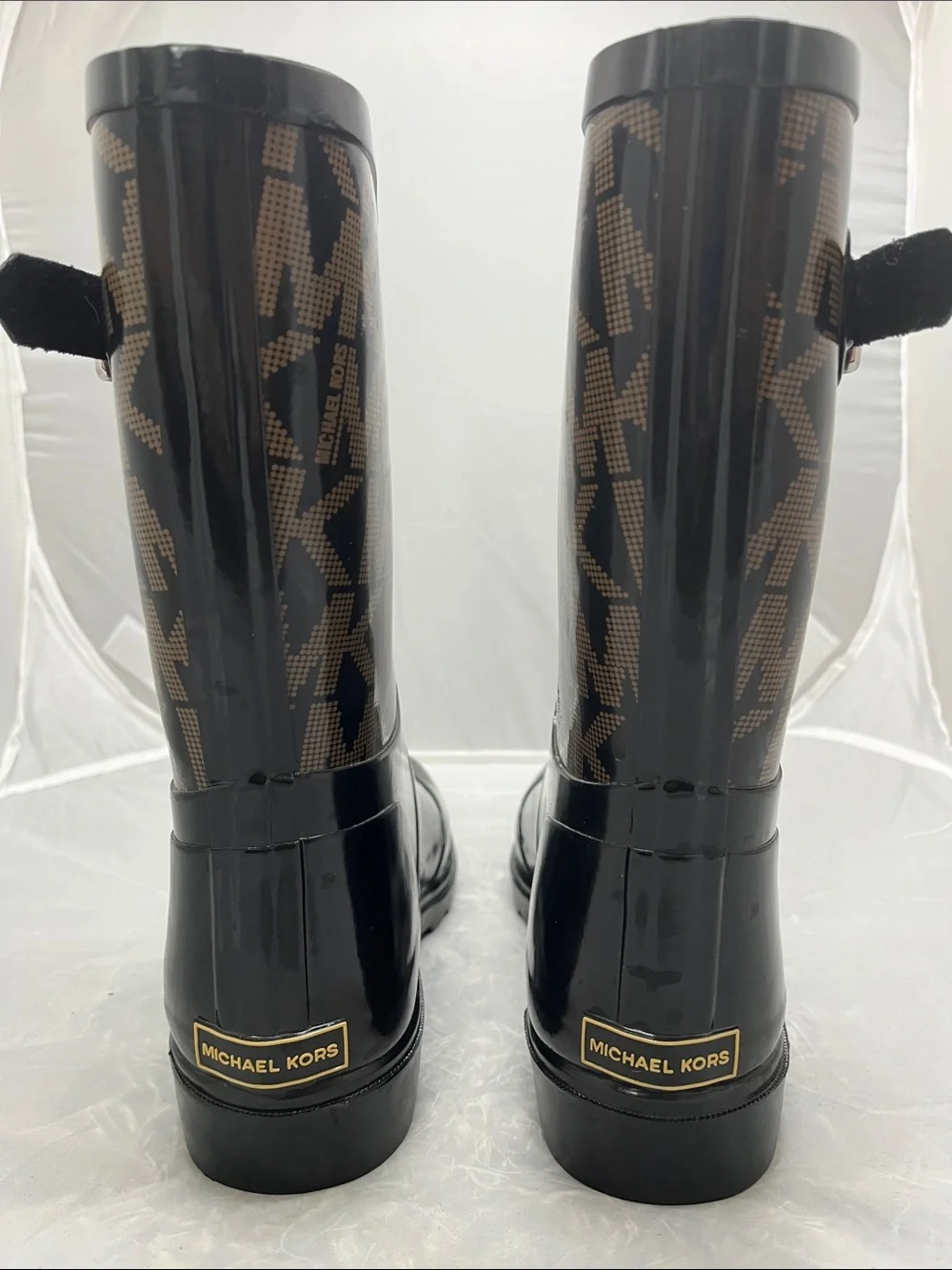 Michael Kors Signature MK Logo Rain Boots with Side Buckle - Size 6